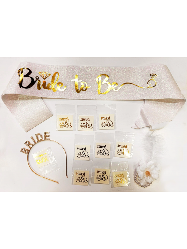 Altın Renk Bride Partisi Taç Kuşak Dövme Bileklik Seti Full 13 Parça&hellip;