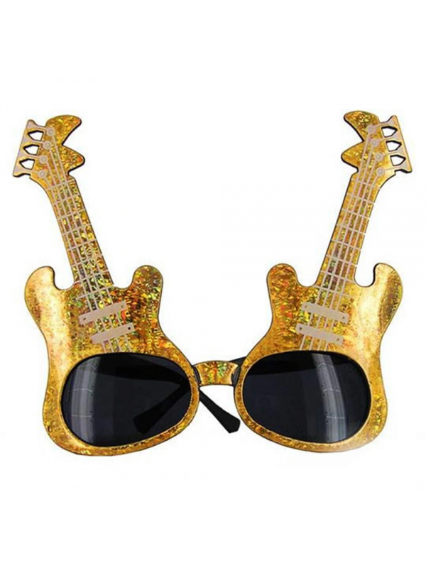 Altın Renk Rockn Roll Gitar Şekilli Parti Gözlüğü 15x15 Cm&hellip;