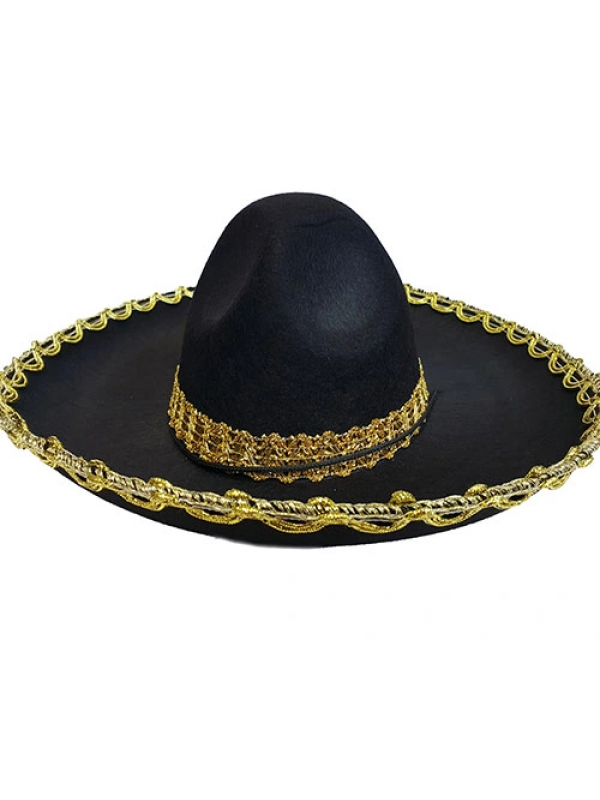 Altın Renk Şeritli Meksika Mariachi Latin Şapkası 55 Cm Çocuk&hellip;