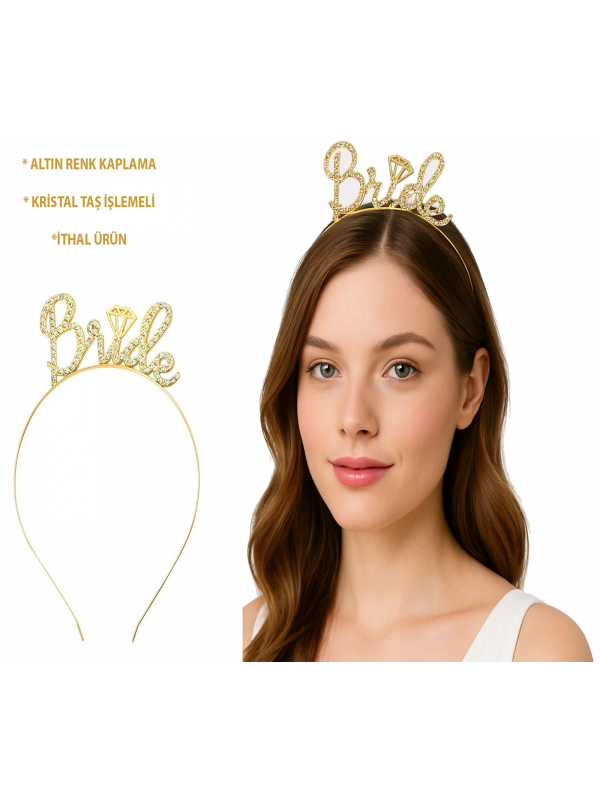 Altın Renkli Taşlı “bride” Gelin Tacı – El Yazısı Yazı Tipiyl&hellip;