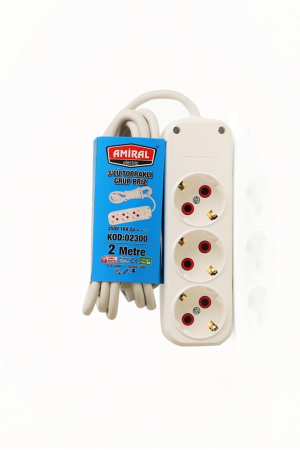 Amiral 3' Lü Topraklı 2 Metre Kablolu Grup Priz&hellip;
