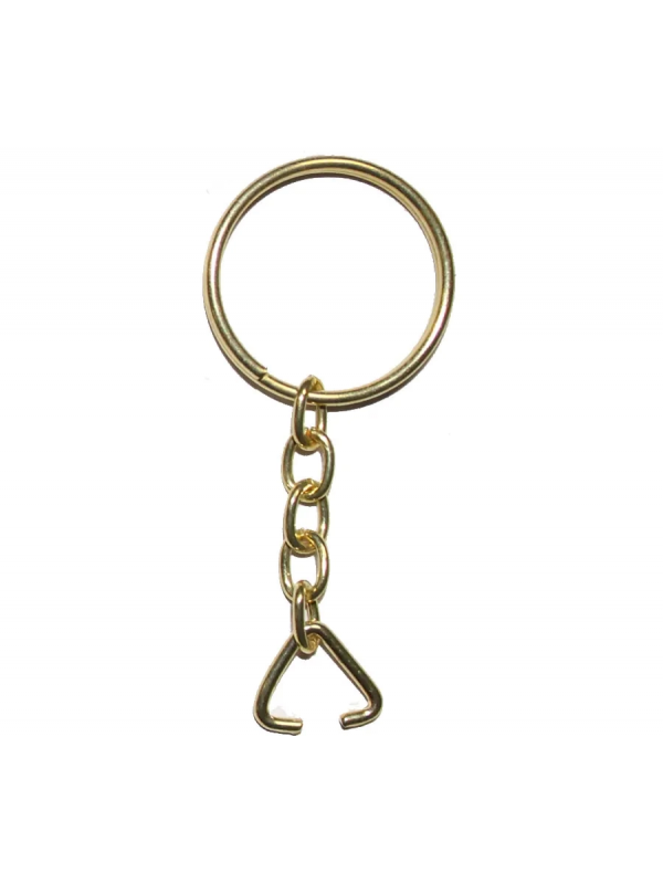 Anahtarlık Halkası, Halka + Zincir + Üçgen, 24mm, Altın, Sarı, 1 Ade&hellip;