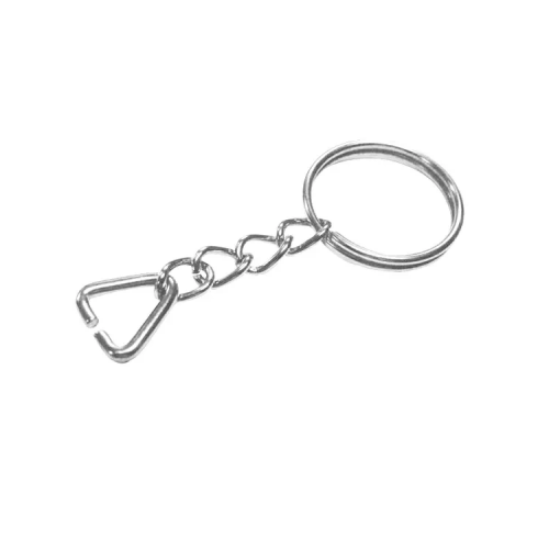 Anahtarlık Halkası, Halka + Zincir + Üçgen, 24mm, Gümüş, Nikel, 1000 Adet Anahtarlık Halkası, Halka + Zincir + Üçgen, 24mm, Gümüş, Nikel, 1000 Adet