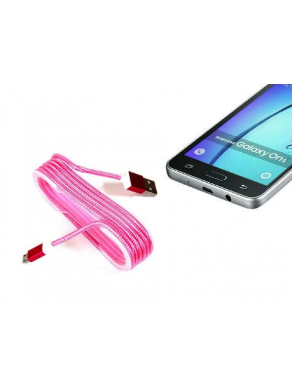 Android Örgü Şeklinde Renkli Çelik Şarj Data Kablosu - Pembe&hellip;