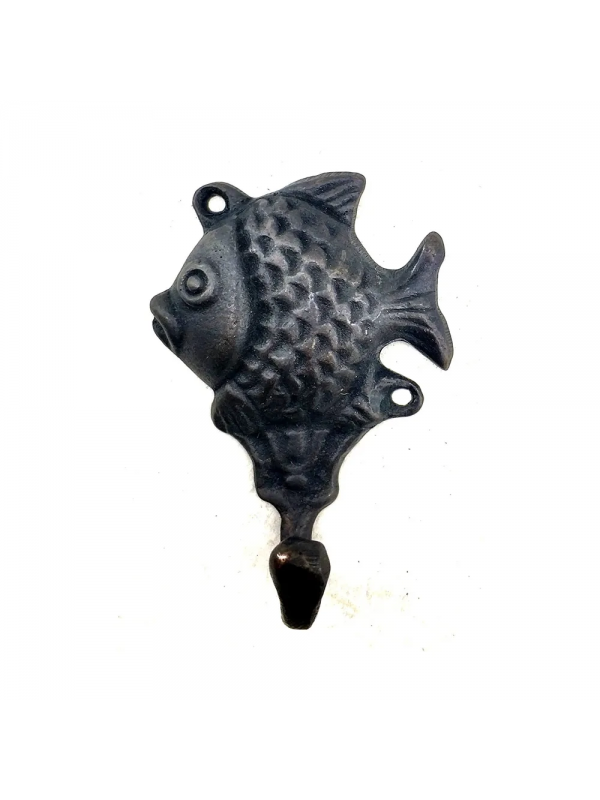 Antika Tarz Dekoratif Pirinç Balık Figürlü Askı - 84x51mm, Oksit&hellip;