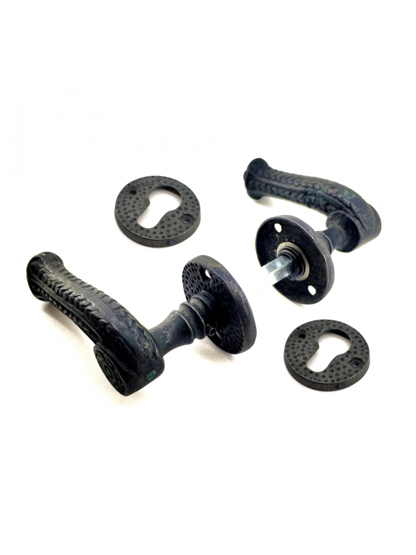 Antika Tarz Dekoratif Pirinç Rozetli Oda Kapı Kolu - 49 Mm, Oksit&hellip;