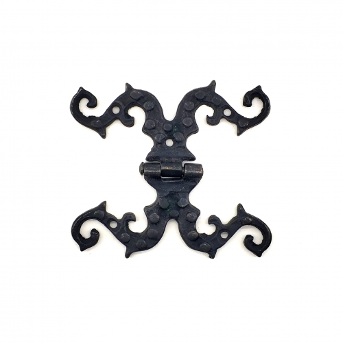 Antika Tarz Dekoratif Pirinç Süslü Menteşe - 100x90 Mm, Oksit