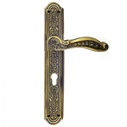 Antika Tarz Dekoratif Pirinç Ulu Model Desenli Oda Kapı Kolu - 354x57 Mm, Antik
