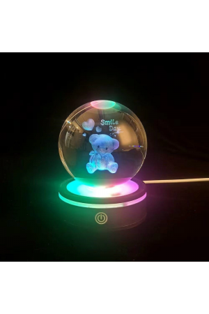 Ayıcık Tasarımlı Renk Değiştiren Dönen Cam Küre…