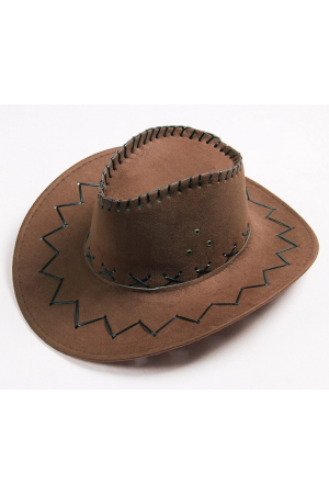 Bağcıklı Çocuk Boy Nubuk Süet Kovboy Şapkası Koyu Kahve Renk&hellip;
