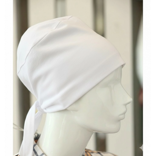 Bağlamalı Tesettür Bone - Bağlamalı Bandana Beyaz 5 Adet