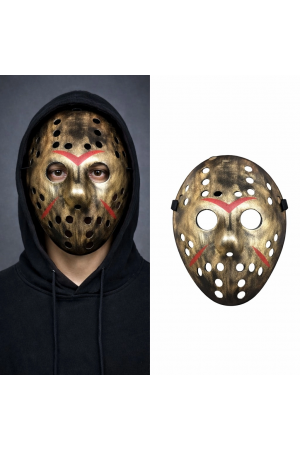 Bakır Renk Kırmızı Çizgili Tam Yüz Hokey Jason Maskesi Hannibal Mask… Bakır Renk Kırmızı Çizgili Tam Yüz Hokey Jason Maskesi Hannibal Mask…
