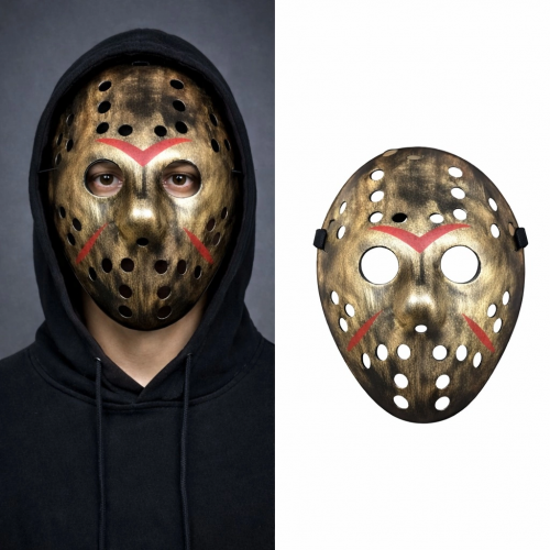 Bakır Renk Kırmızı Çizgili Tam Yüz Hokey Jason Maskesi Hannibal Maskesi Bakır Renk Kırmızı Çizgili Tam Yüz Hokey Jason Maskesi Hannibal Maskesi