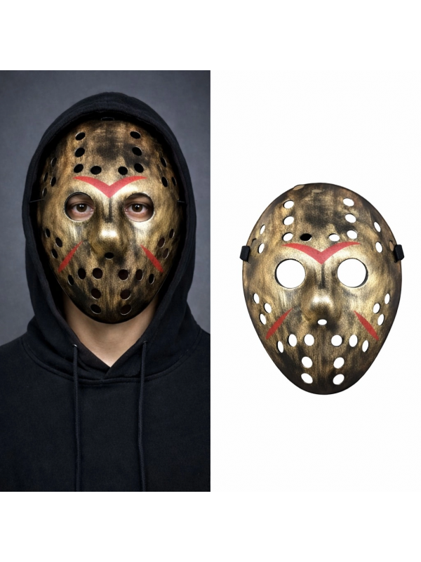 Bakır Renk Kırmızı Çizgili Tam Yüz Hokey Jason Maskesi Hannibal Mask… Bakır Renk Kırmızı Çizgili Tam Yüz Hokey Jason Maskesi Hannibal Mask…