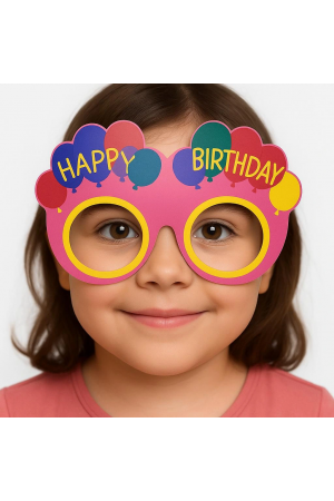 Balon Desenli Karton Doğum Günü Gözlükleri 6 Adet Pembe Renk&hellip;