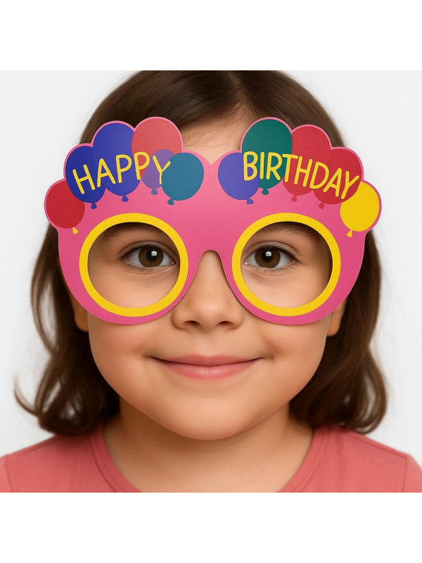 Balon Desenli Karton Doğum Günü Gözlükleri 6 Adet Pembe Renk&hellip;