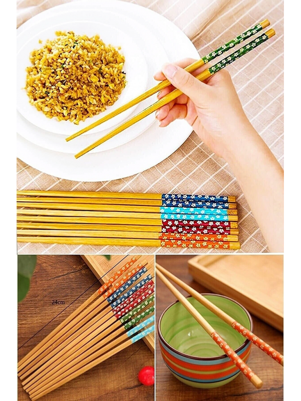 Bambu Chopstick Çubuk Yemek Çubuğu Yıkanabilir Tekrar Kullanılabilir &hellip;