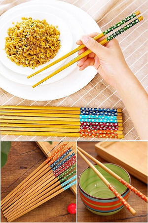 Bambu Chopstick Çubuk Yemek Çubuğu Yıkanabilir Tekrar Kullanılabilir &hellip;