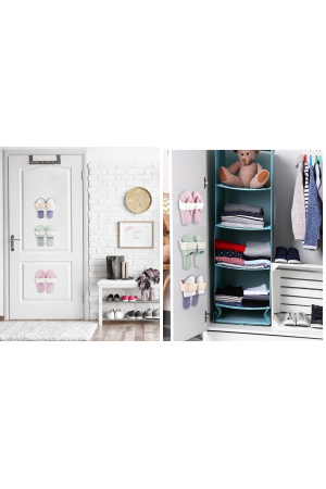 Banyo Terlik Tutucu - Kapı Arkası Pratik Raf - Terlik Tutucu Gri…