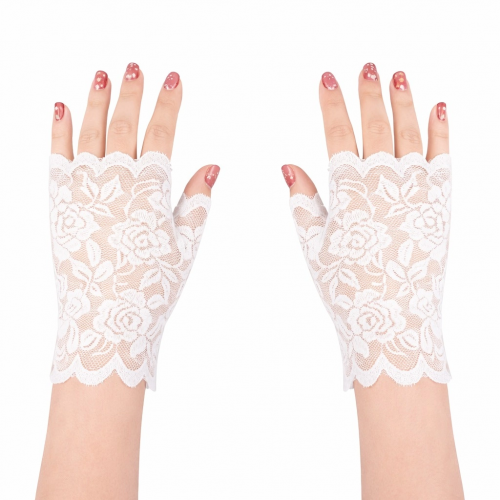 Beyaz Dantel Parmaksız Kısa Eldiven