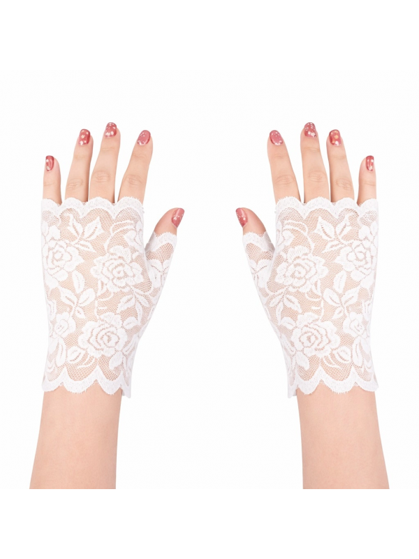 Beyaz Dantel Parmaksız Kısa Eldiven&hellip;