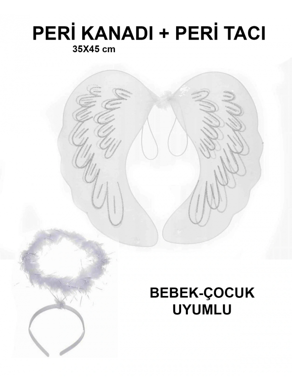 Beyaz Dantel Tüllü Peri Kanadı Ve Peri Tacı Seti 45x40 Cm&hellip;