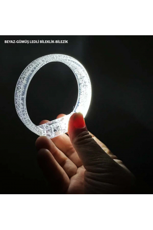 Beyaz-gümüş Led Işıklı Baskı Yapılabilen Pilli Bileklik Bilezik 1,&hellip;