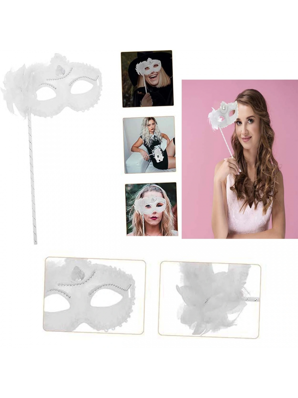 Beyaz Işıltılı Tutmalı Fotoğraf Çekimi Maskesi 18x29 Cm&hellip;