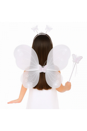 Beyaz Kelebek Kız Seti – 50 Cm Kelebek Kanadı, Taç Ve Asa&hellip;