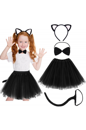 Beyaz Kulaklı Kedicik Kostüm Seti (tütü, Taç, Papyon, Kuyruk&hellip;