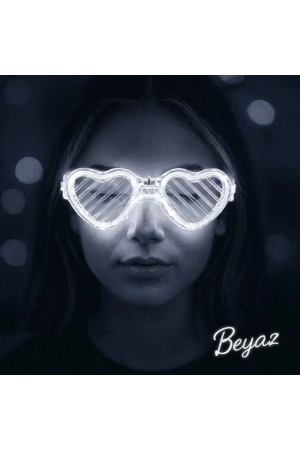 Beyaz Led Işıklı Kalp Gözlük – 3 Modlu Parti & Glow Gözlüğü&hellip;