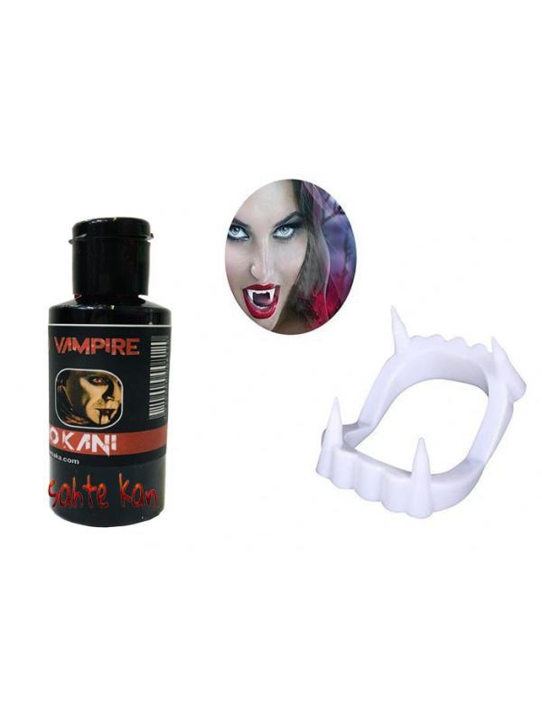 Beyaz Renk Çift Damak Takma Vampir Dişi Ve 50 Gr Tiyatro Kanı… Beyaz Renk Çift Damak Takma Vampir Dişi Ve 50 Gr Tiyatro Kanı…