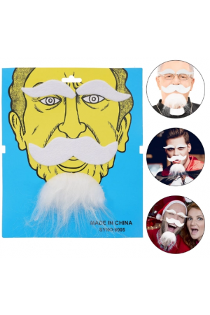 Beyaz Renk Kendinden Yapışkanlı Takma Sakal Bıyık Ve Kaş Seti&hellip;