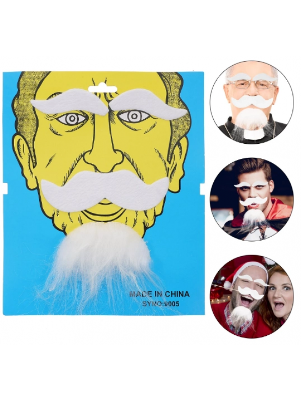 Beyaz Renk Kendinden Yapışkanlı Takma Sakal Bıyık Ve KaÅŸ Seti… Beyaz Renk Kendinden Yapışkanlı Takma Sakal Bıyık Ve KaÅŸ Seti…