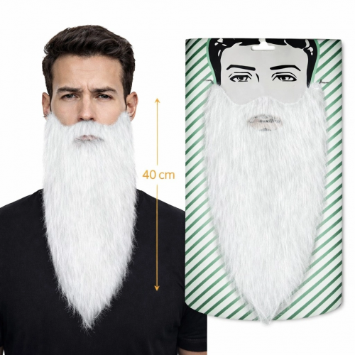 Beyaz Renk Lastikli Uzun Takma Sakal 40 Cm