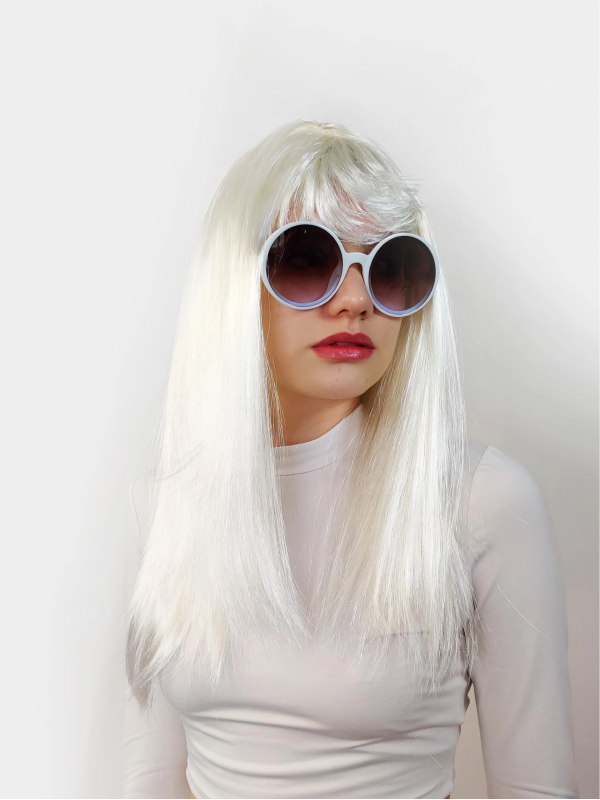 Beyaz Renk Uzun Düz Parti Peruğu&hellip;