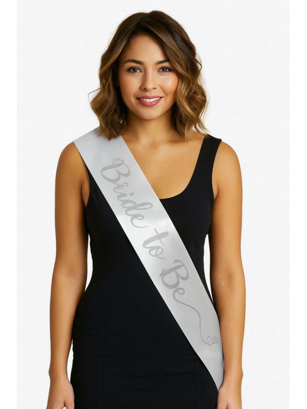 Beyaz Saten Üzerine El Yazısı İtalik Gümüş Bride To Be Kuşağı 10&hellip;