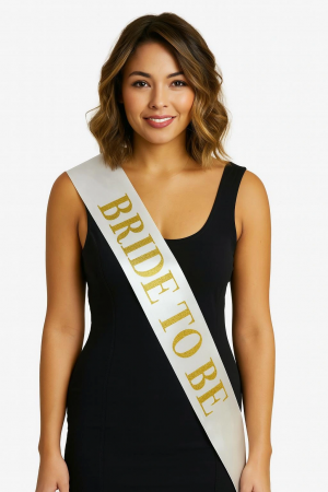 Beyaz Saten Üzerine Kalın Altın Yazılı Bride To Be Kuşağı 10 Cm Ge&hellip;