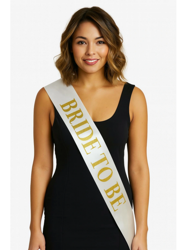 Beyaz Saten Üzerine Kalın Altın Yazılı Bride To Be Kuşağı 10 Cm Ge&hellip;