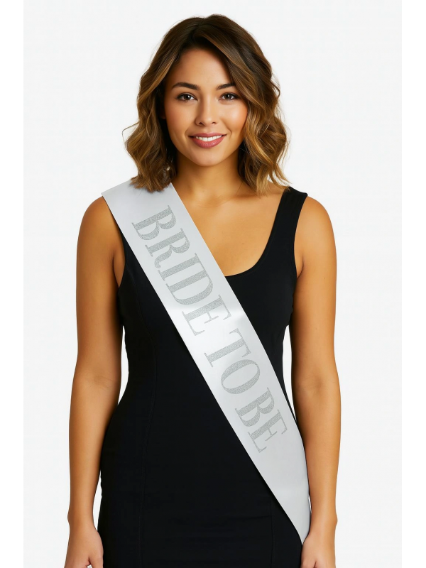 Beyaz Saten Üzerine Kalın Gümüş Yazılı Bride To Be Kuşağı 10 Cm &hellip;