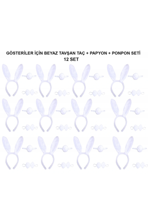 Beyaz Tavşan Kostüm Seti – Taç, Papyon, Kuyruk (12’li Paket)… Beyaz Tavşan Kostüm Seti – Taç, Papyon, Kuyruk (12’li Paket)…