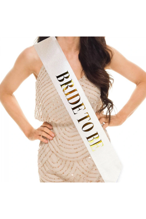 Beyaz Üzeri Altın Büyük Bride To Be Yazılı Simli Işıltılı Kuşak&hellip;