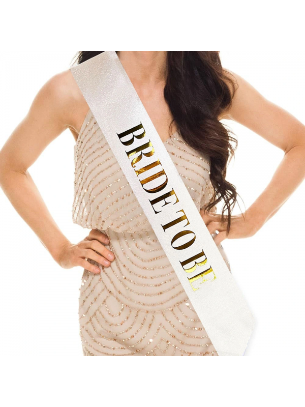 Beyaz Üzeri Altın Büyük Bride To Be Yazılı Simli Işıltılı Kuşak&hellip;