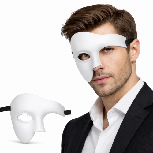 Beyaz Yarım Erkek Maske – Phantom Parti & Balo Maskesi Beyaz Yarım Erkek Maske – Phantom Parti & Balo Maskesi