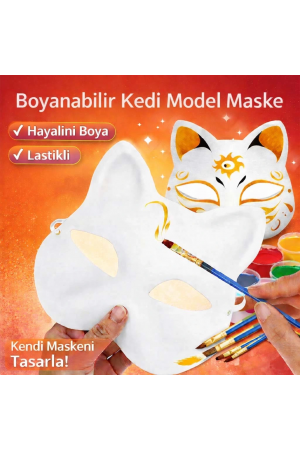 Boyanabilir Kedi Model Maske – Kendi Tasarımını Oluştur&hellip;