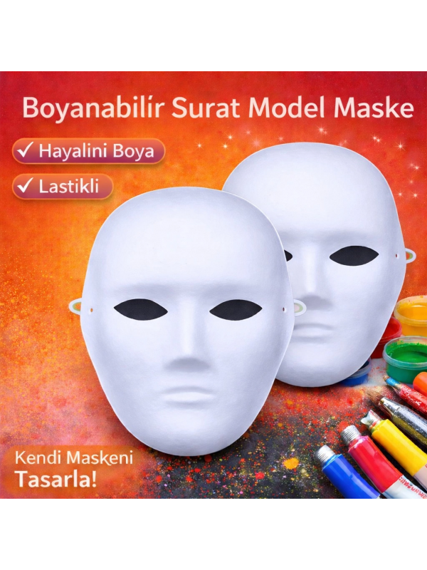 Boyanabilir Surat Model Maske – Lastikli | Kendin Tasarla&hellip;