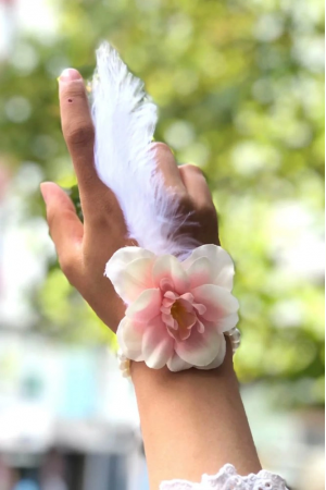 Bride To Be Nedime Gelin Bilekliği Tüy Ve İnci Boncuk Detaylı Somon Re&hellip;