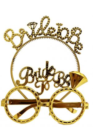 Bride To Be Yazılı Taç Ve Bride To Be Yazılı Gözlük Seti Altın Ren&hellip;