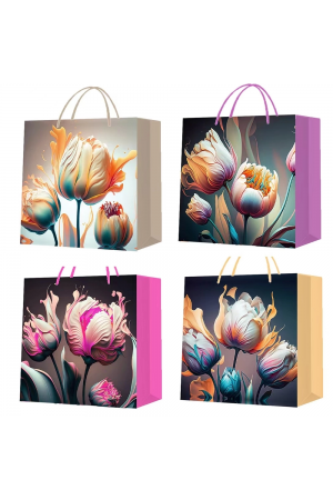 Büyük Boy Lale Desenli Karton Hediye Çantası&hellip;