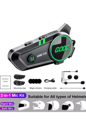 C50 2x Motosiklet Intercom Kask Kulaklık 1000 Mah Rgb Işıklı Çift…